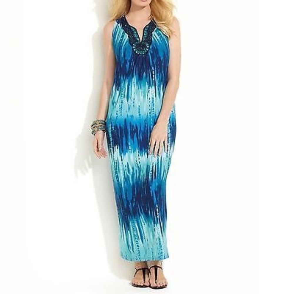 Size 16 Lane Bryant Embellished Tie Dye Maxi Dress